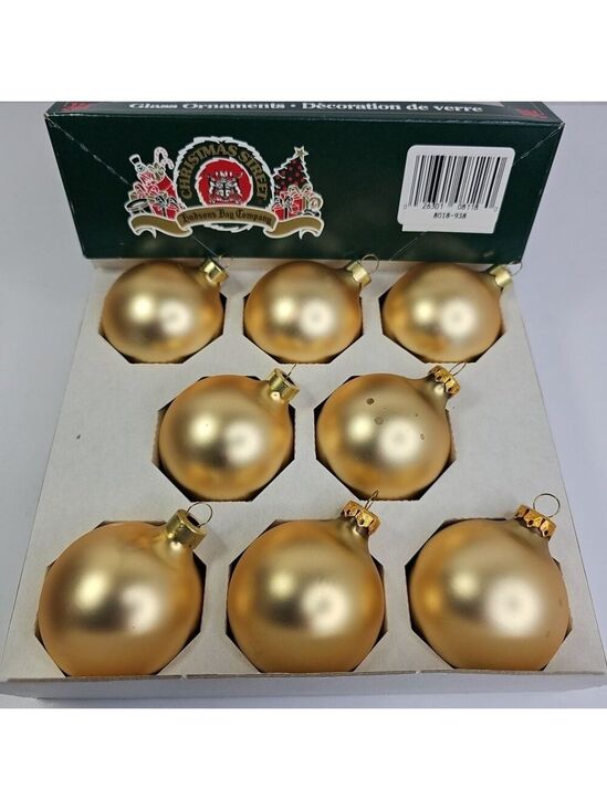 Hudson Bay Other - Hudson Bay Co Vintage Glass Christmas Ornaments Rauch USA 8pcs Gold With Box VTG